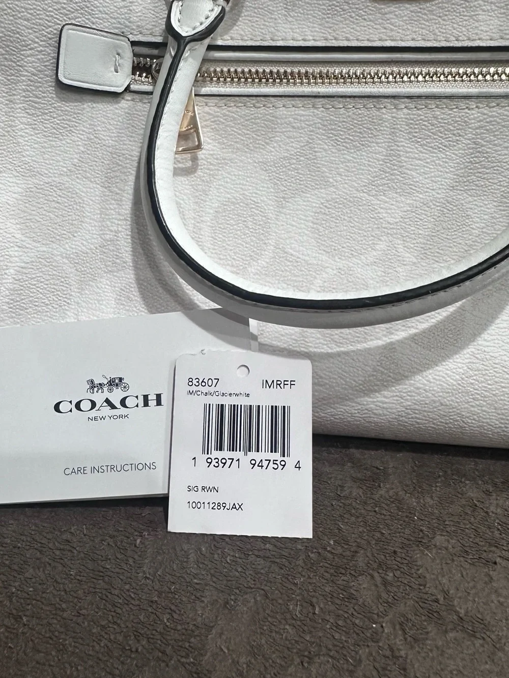Coach Rowan Satchel Bag in Signature Monogram Canvas-Chalk White